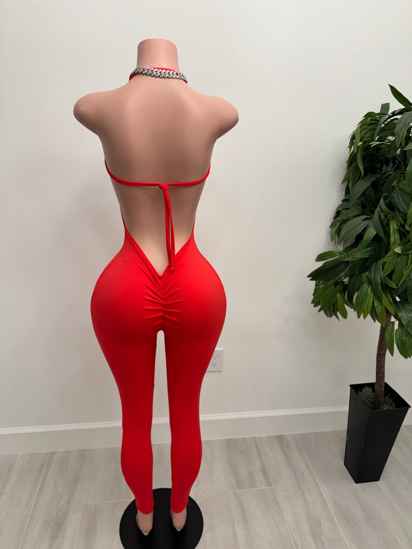 Red Flame Cut-Out Jumpsuit