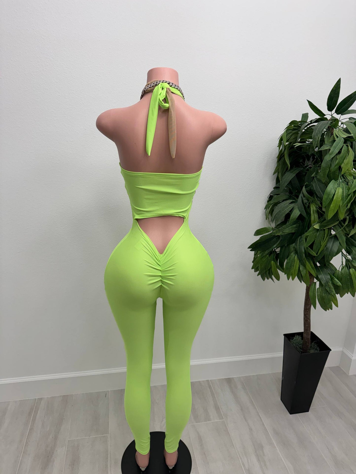 Neon Luxe Crystal Cut-Out Jumpsuit