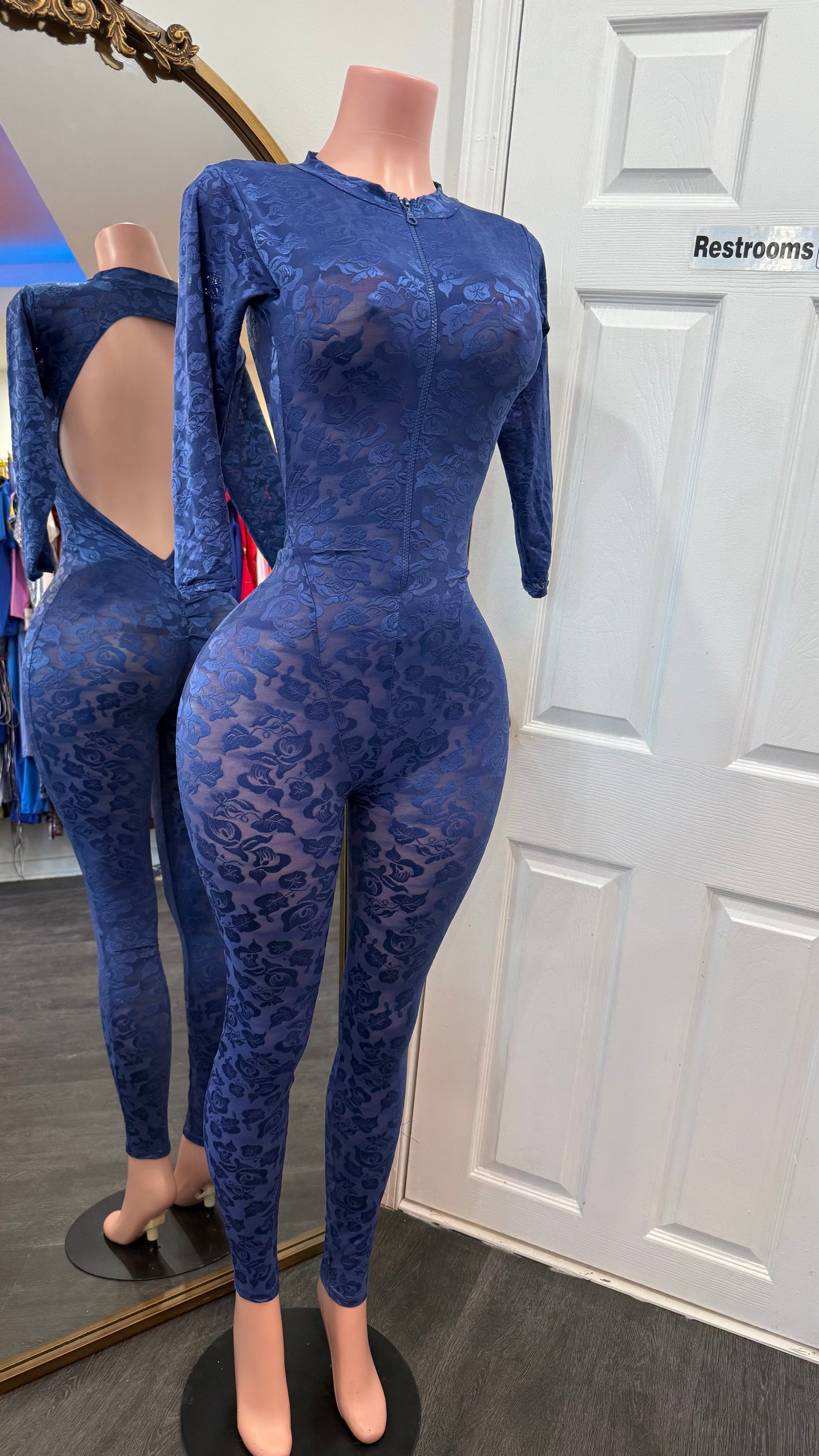 Long Sleeve Blue Jumpsuit