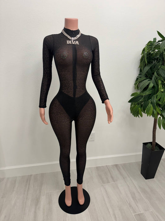 All Eyes On Me Lace Catsuit
