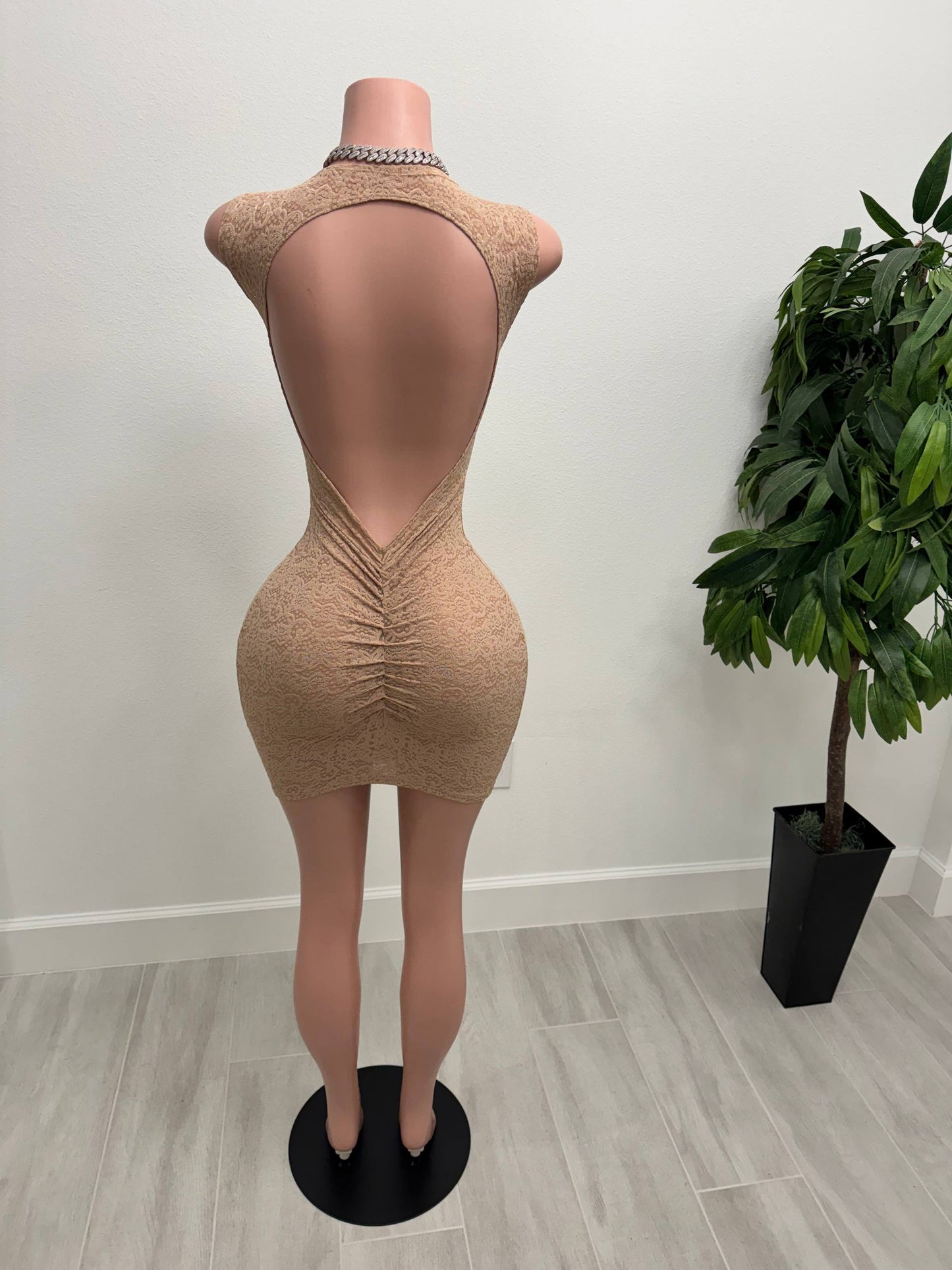 Golden Muse Cut-Out Mini Dress