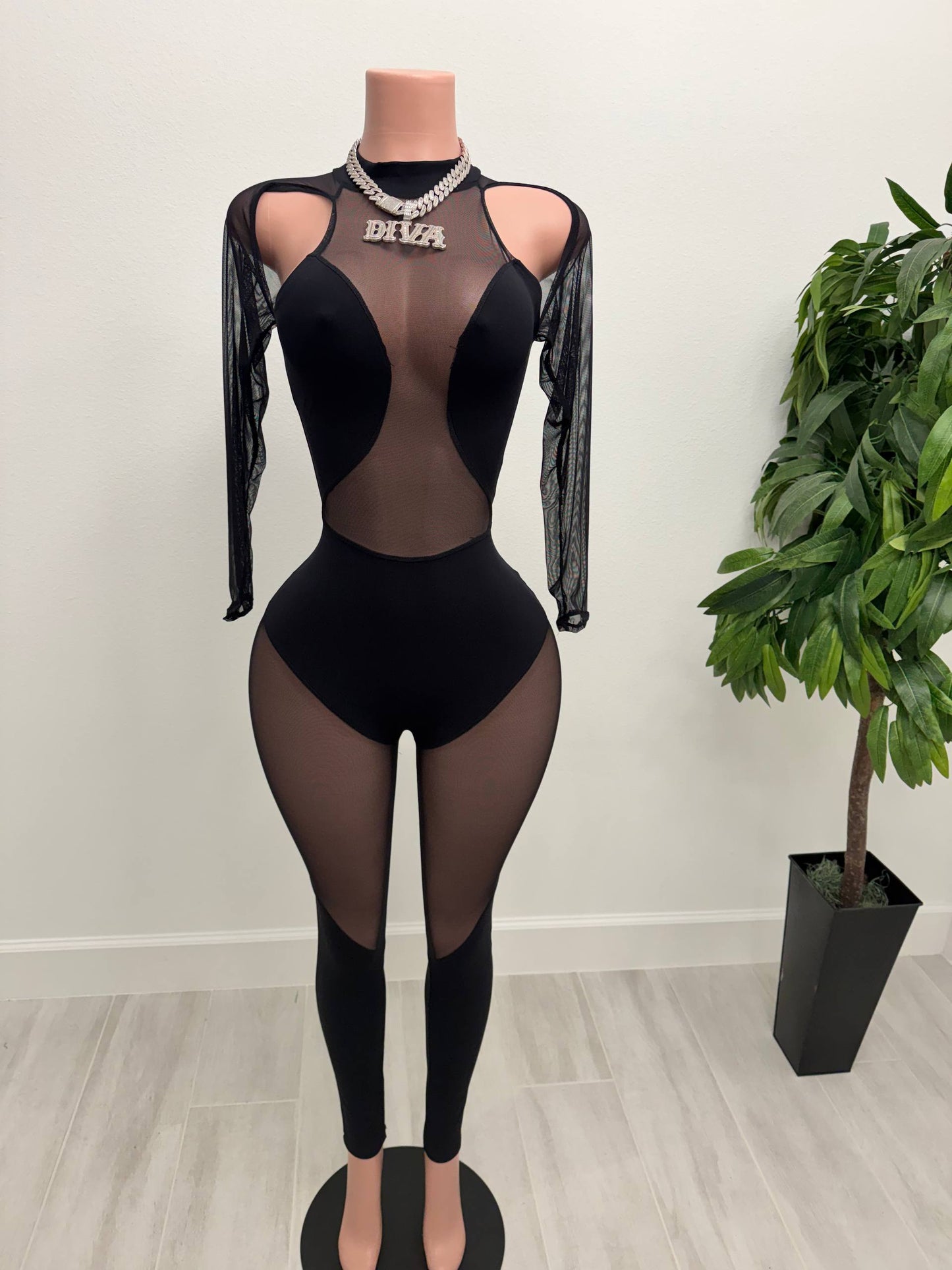 Midnight Mesh illusion Jumpsuit