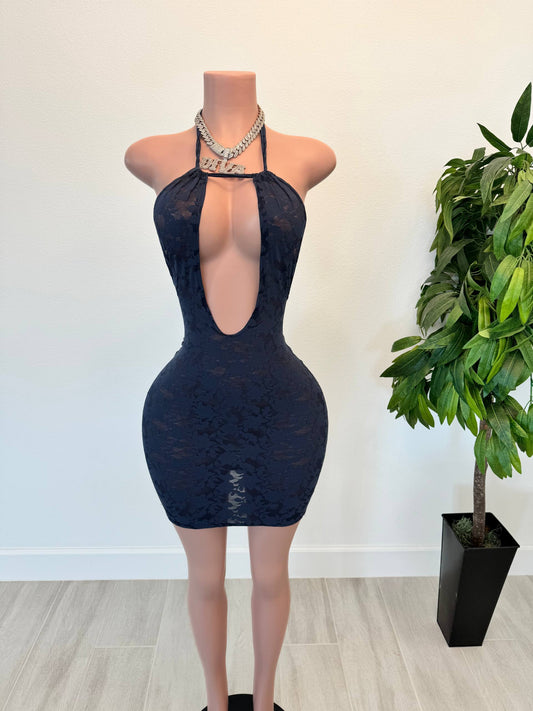 Midnight Bloom Plunge Lace Dress