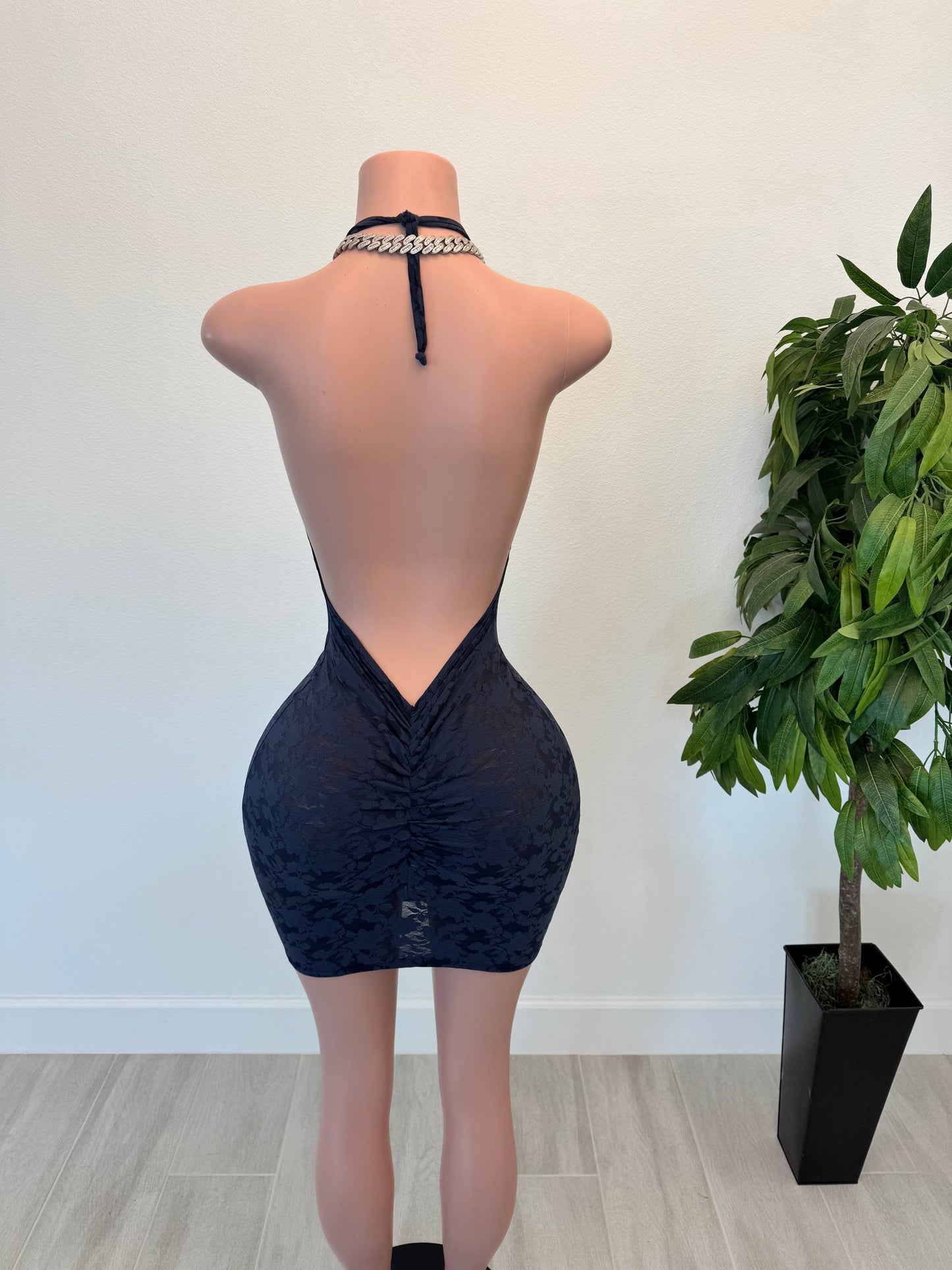 Midnight Bloom Plunge Lace Dress