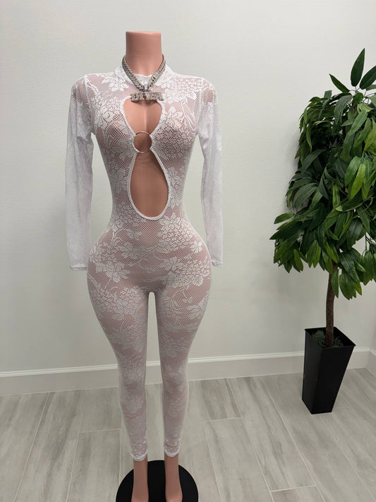 White Fantasy Cut-Out Jumpsuit