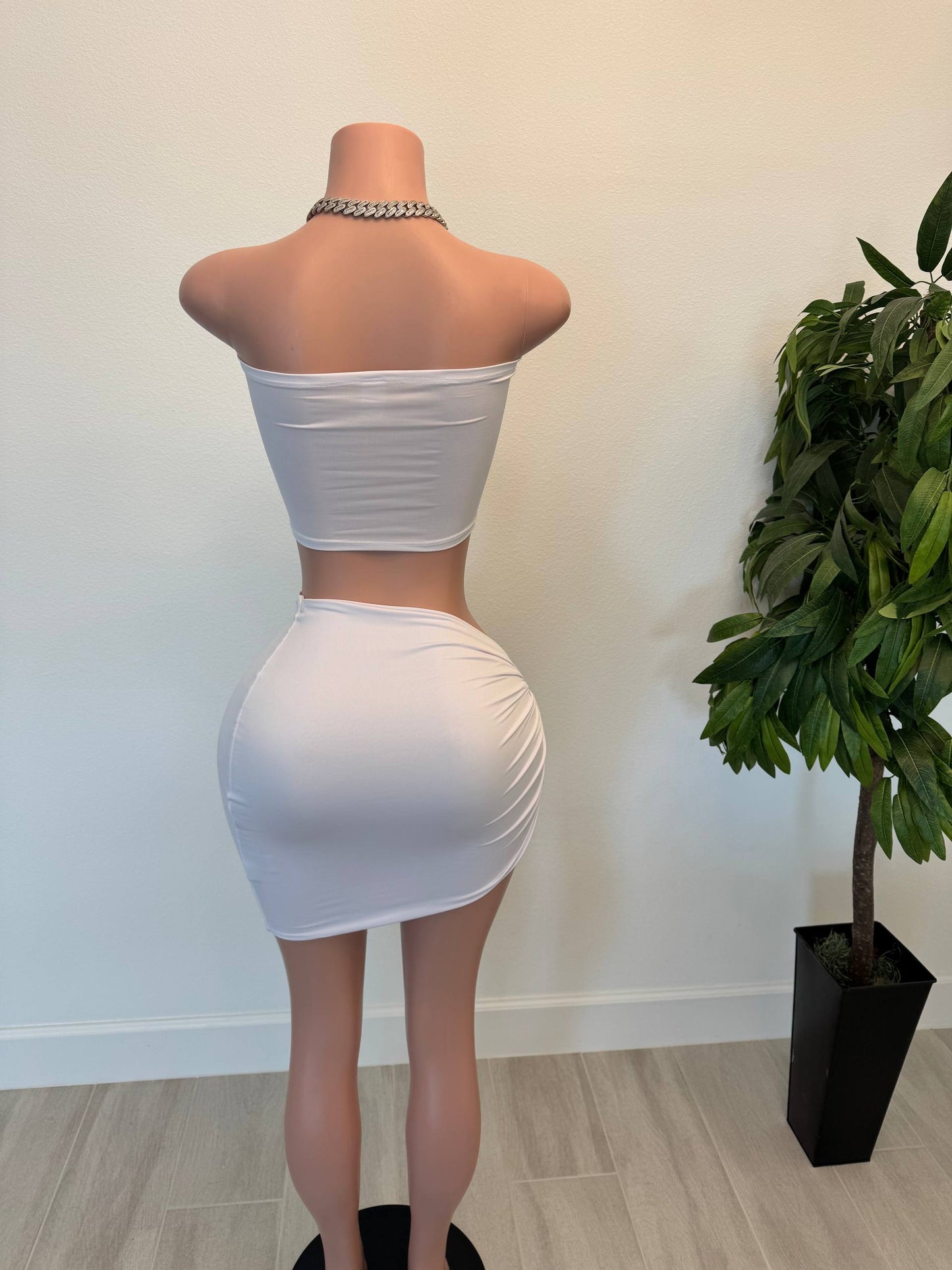 White Goddess Twist Skirt Set