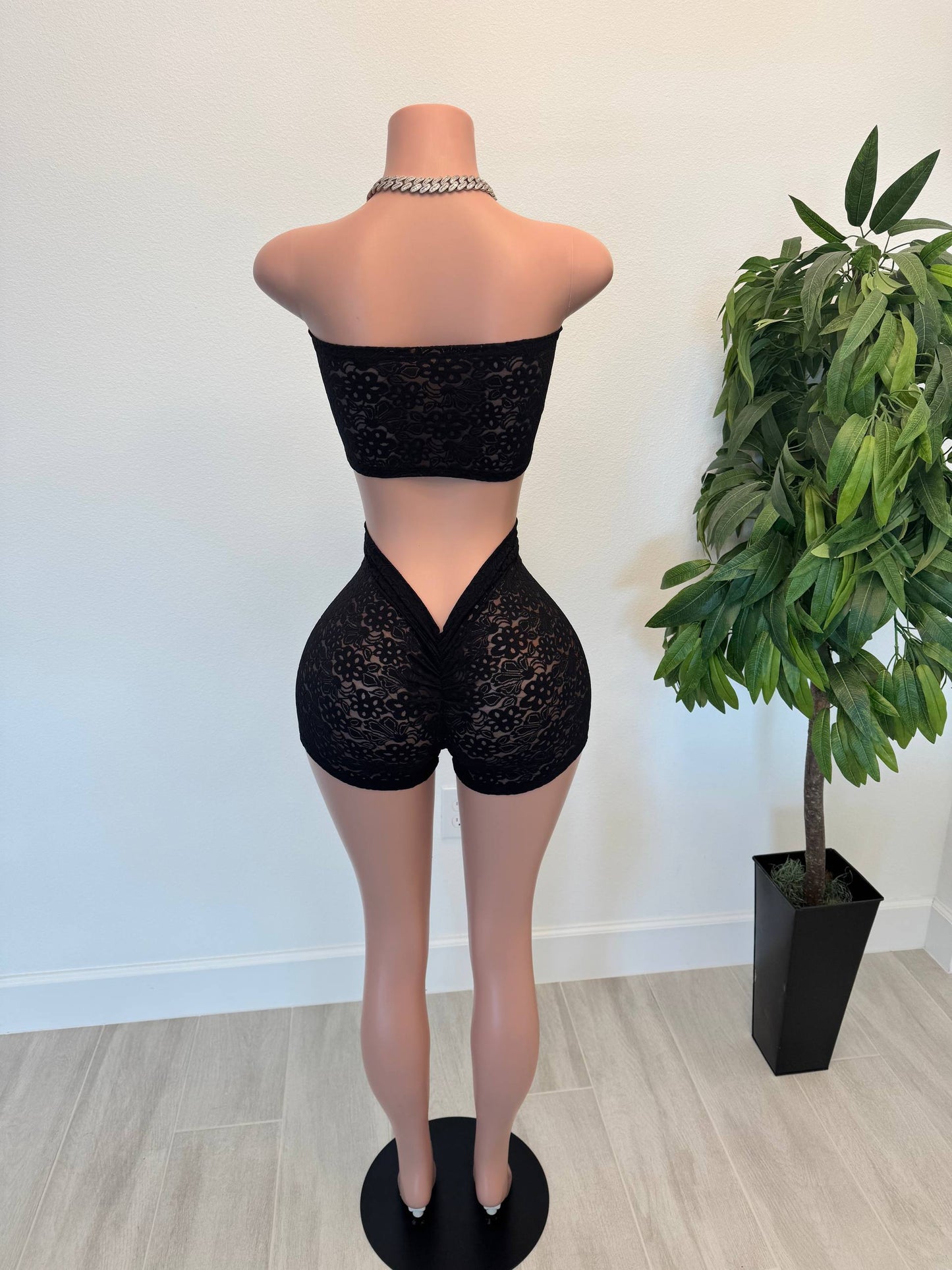 Midnight Temptation Lace 2-Piece Set (Black)